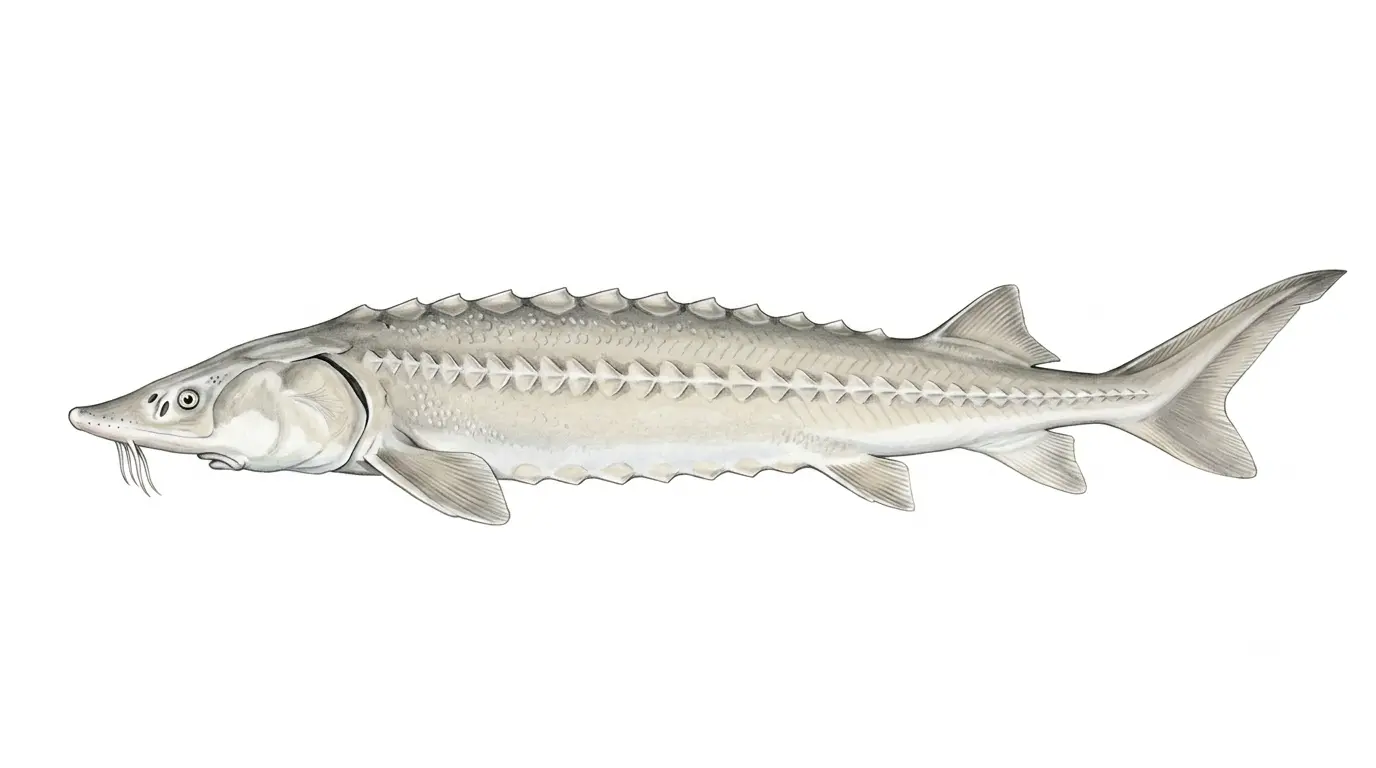 Illustration of a white sturgeon.